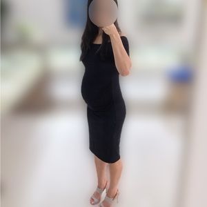 ASOS Black Off the Shoulder Maternity Ruched Dress